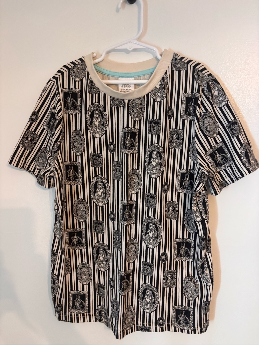 Disney Black & Cream Haunted Mansion  Graphic Striped Tee size 13